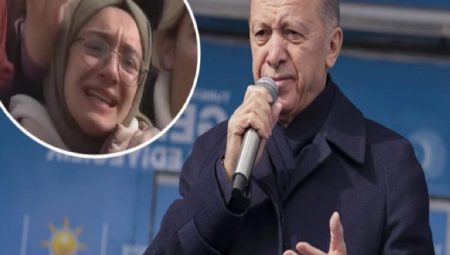 Cumhurbaşkanı Erdoğan, miting alanında ağlayan genç kızı teselli etti